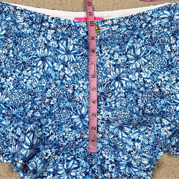 Lilly Pulitzer Callahan Knit Shorts Stretch Cumulus Blue Blooming Together - Picture 5 of 8